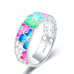 MOISS stříbrný prsten SMALT KVĚTINA