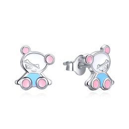 MOISS dětské stříbrné náušnice SMALT MEDVĚD