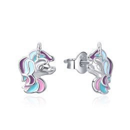 MOISS dětské stříbrné náušnice SMALT JEDNOROŽEC