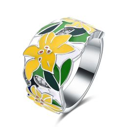 MOISS stříbrný prsten SMALT KVĚTINA