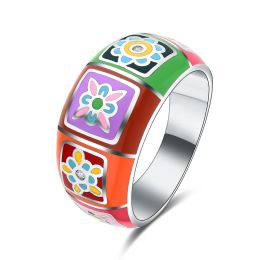 MOISS stříbrný prsten SMALT KVĚTINA