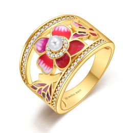 MOISS stříbrný prsten SMALT KVĚTINA