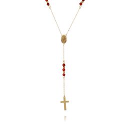 MOISS náhrdelník ze žlutého zlata KŘÍŽEK GRANÁT