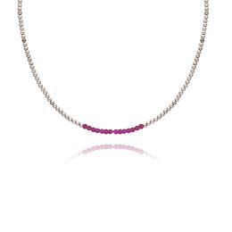 MOISS stříbrný korálkový náhrdelník RUBÍN