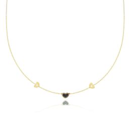 MOISS náhrdelník ze žlutého zlata SRDCE ONYX