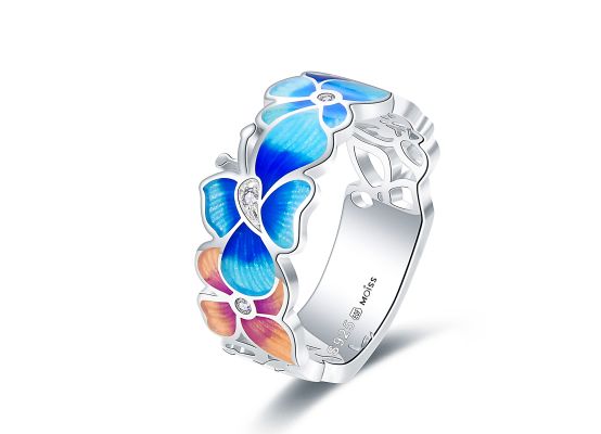 MOISS stříbrný prsten SMALT KVĚTINA