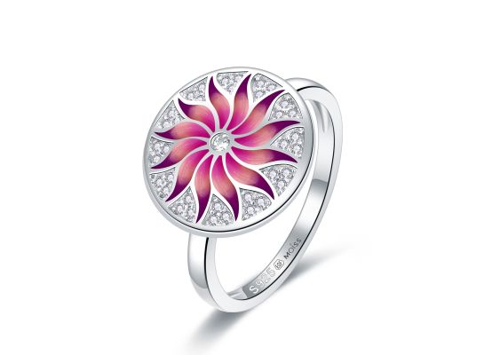 MOISS stříbrný prsten SMALT KVĚTINA