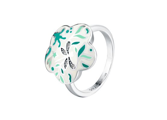 MOISS stříbrný prsten SMALT KVĚTINA