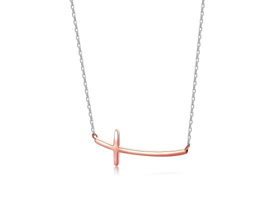 MOISS stříbrný náhrdelník KŘÍŽEK ROSE