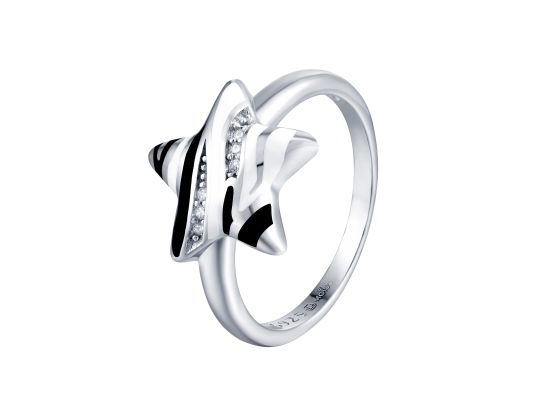 MOISS stříbrný prsten SMALT HVĚZDA