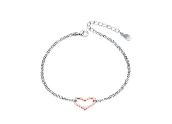 MOISS stříbrný náramek ROSE SRDCE