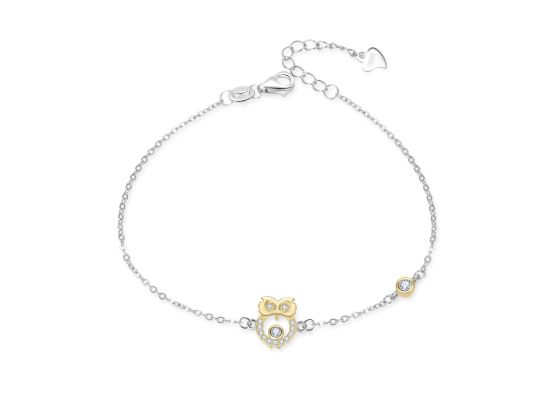 MOISS stříbrný náramek BICOLOR GOLD SOVA