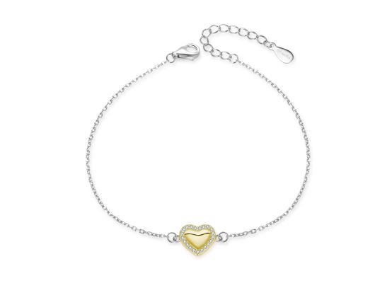 MOISS stříbrný náramek GOLD SRDCE