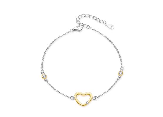 MOISS stříbrný náramek BICOLOR GOLD SRDCE