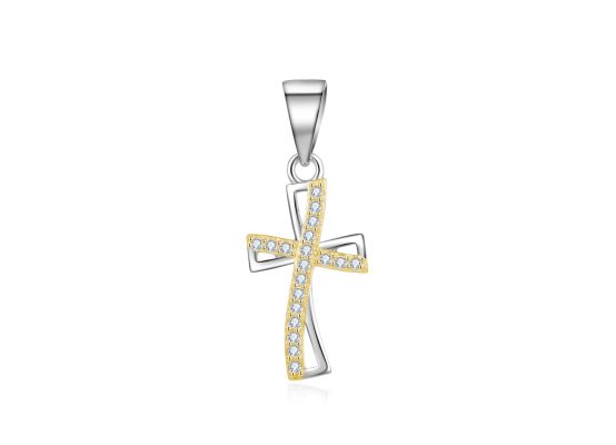 MOISS stříbrný přívěsek KŘÍŽ BICOLOR GOLD