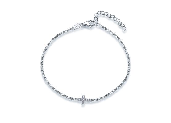 MOISS stříbrný řetízkový náramek KŘÍŽEK