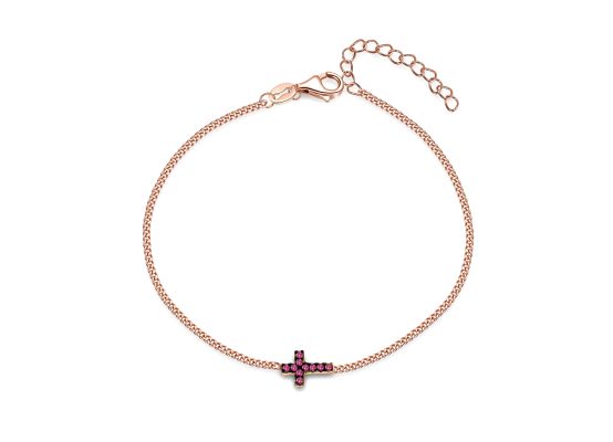 MOISS stříbrný náramek KŘÍZEK ROSE