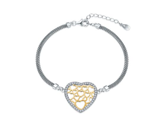 MOISS stříbrný náramek SRDCE BICOLOR