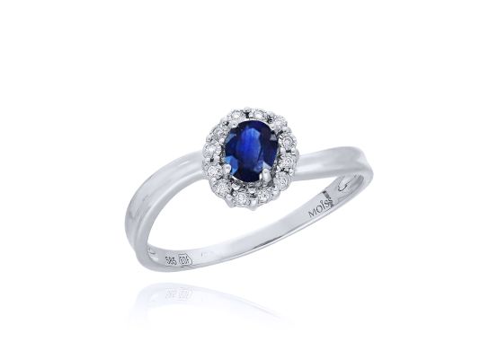 MOISS prsten z bílého zlata DIAMANT, SAFÍR