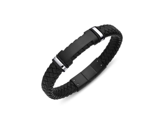 DIVERSE kožený náramek z oceli
