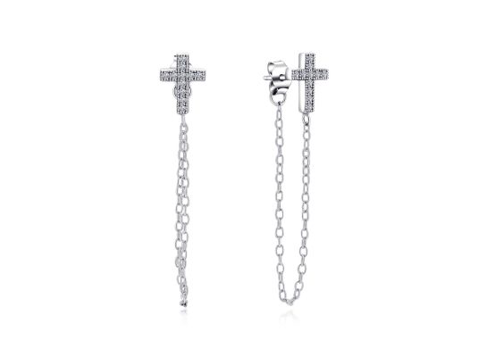 MOISS stříbrná náušnice KŘÍŽEK