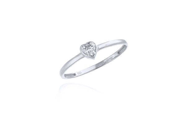MOISS prsten z bílého zlata SRDCE