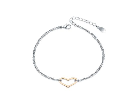 MOISS stříbrný náramek GOLD SRDCE