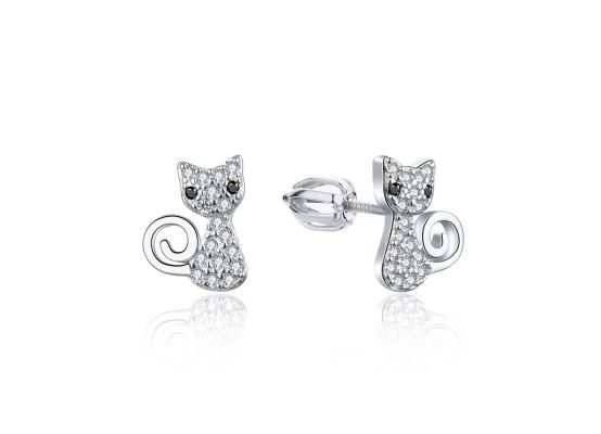 MOISS stříbrné náušnice KOČKA