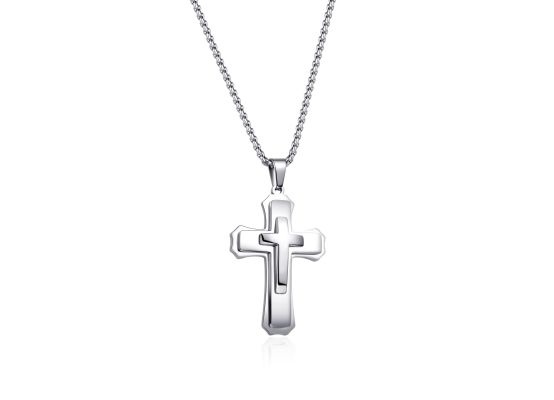 DIVERSE náhrdelník z oceli KŘÍŽEK