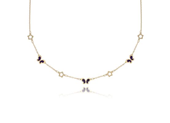 MOISS náhrdelník ze žlutého zlata MOTÝL