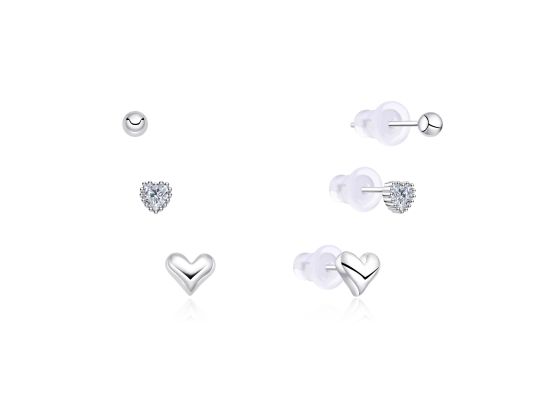 MOISS stříbrné náušnice SRDCE 4-6mm