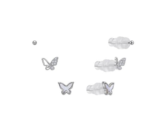 MOISS stříbrné náušnice MOTÝL 2-7mm