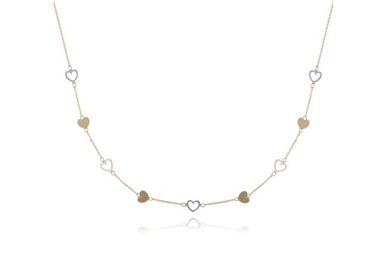 MOISS náhrdelník ze žlutého zlata SRDCE BICOLOR