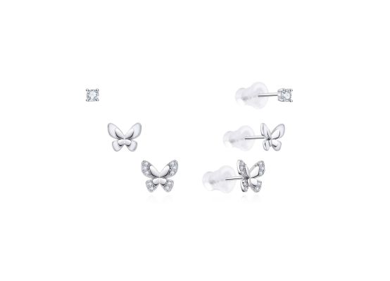 MOISS stříbrné náušnice MOTÝL SMALT
