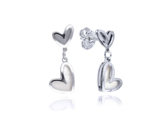 MOISS náušnice z bílého zlata SRDCE