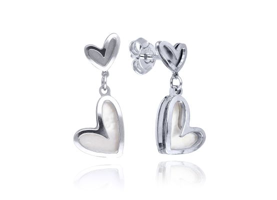 MOISS náušnice z bílého zlata SRDCE