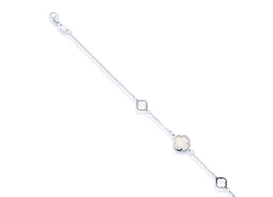 MOISS náramek z bílého zlata ČTYŘLÍSTEK