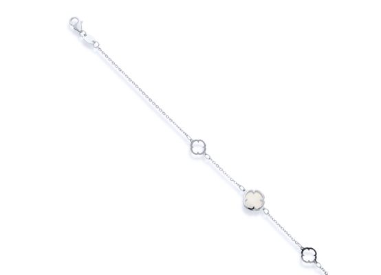 MOISS náramek z bílého zlata ČTYŘLÍSTEK