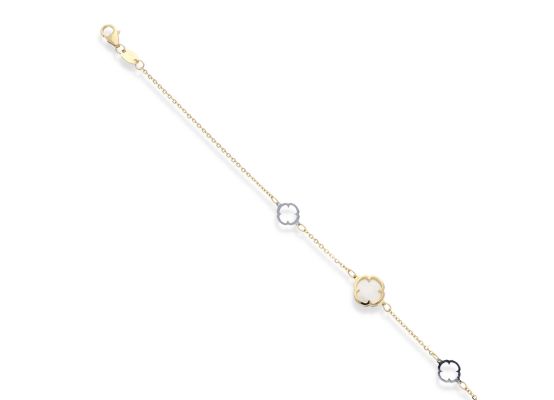 MOISS náramek ze žlutého zlata ČTYŘLÍSTEK BICOLOR