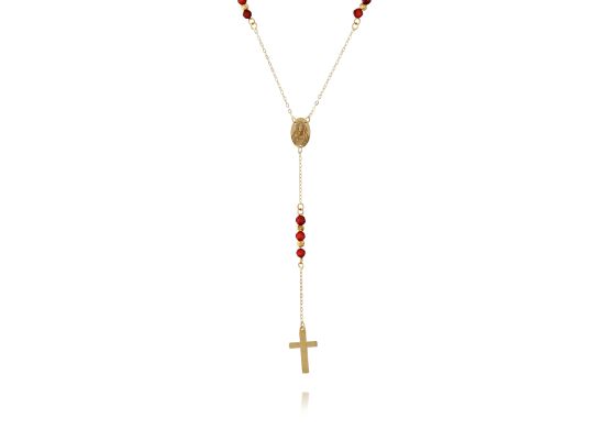 MOISS náhrdelník ze žlutého zlata KŘÍŽEK GRANÁT