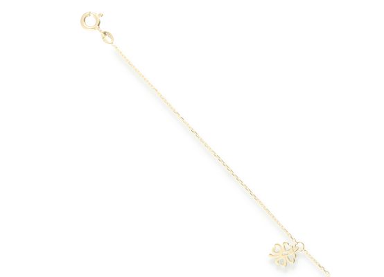 MOISS náramek na nohu ze žlutého zlata ČTYŘLÍSTEK