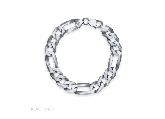 DIVERSE stříbrný náramek FLAT FIGARO blackened