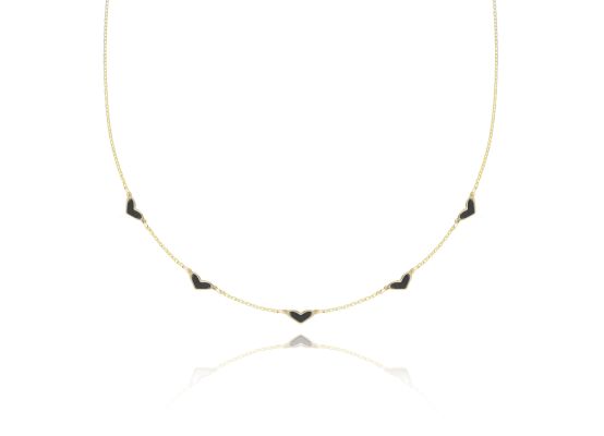 MOISS náhrdelník ze žlutého zlata SRDCE ONYX