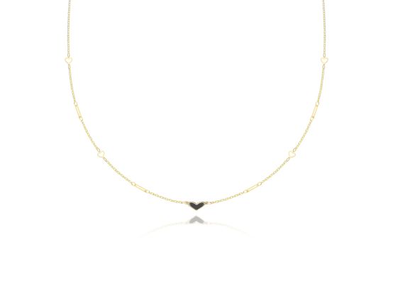 MOISS náhrdelník ze žlutého zlata SRDCE ONYX