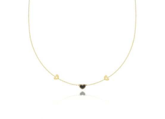 MOISS náhrdelník ze žlutého zlata SRDCE ONYX