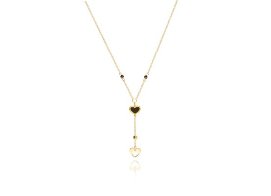 MOISS náhrdelník ze žlutého zlata SRDCE ONYX