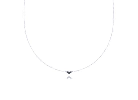 MOISS náhrdelník z bílého zlata SRDCE ONYX