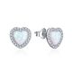 MOISS stříbrné náušnice SRDCE OPÁL