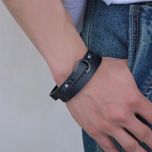 DIVERSE kožený náramek z oceli