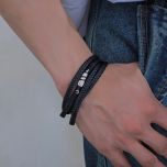 DIVERSE kožený náramek z oceli PÍRKO